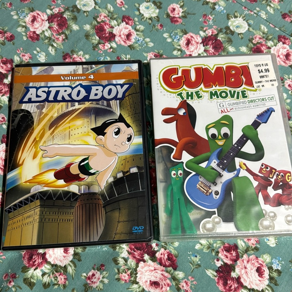 GUMBY The MOVIE! 🍿 & Astro Boy volume 4 on 📀 DVD. Mini Gumby toy bonus. New 💫